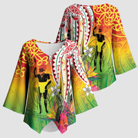 Vanuatu 45th Anniversary Kimono Sleeve Blouse Polynesian with Sand Drawing Pattern LT9 - Polynesian Pride