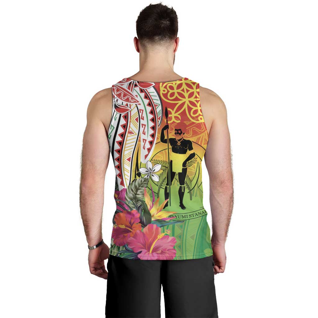Vanuatu 45th Anniversary Men Tank Top Polynesian with Sand Drawing Pattern LT9 - Polynesian Pride
