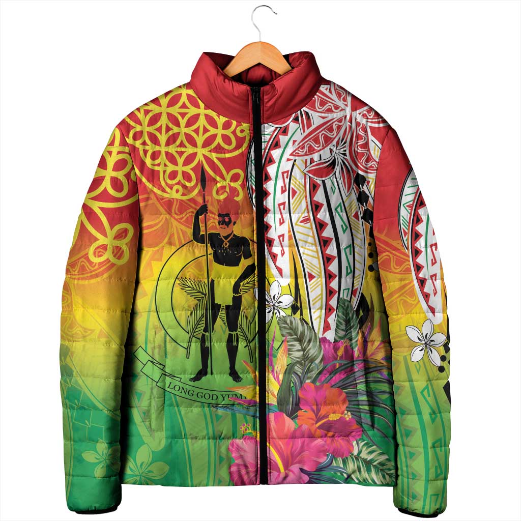 Vanuatu 45th Anniversary Padded Jacket Polynesian with Sand Drawing Pattern LT9 - Polynesian Pride