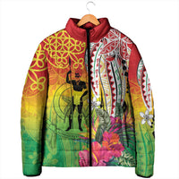 Vanuatu 45th Anniversary Padded Jacket Polynesian with Sand Drawing Pattern LT9 - Polynesian Pride