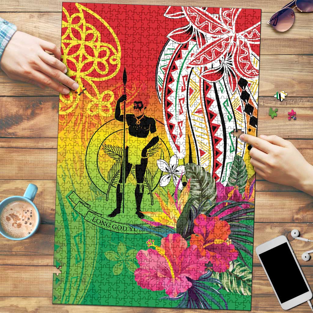 Vanuatu 45th Anniversary Puzzle Polynesian with Sand Drawing Pattern LT9 Red - Polynesian Pride