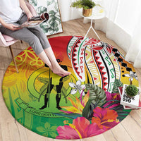 Vanuatu 45th Anniversary Round Carpet Polynesian with Sand Drawing Pattern