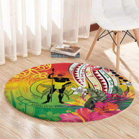 Vanuatu 45th Anniversary Round Carpet Polynesian with Sand Drawing Pattern