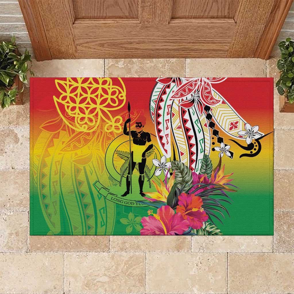 Vanuatu 45th Anniversary Rubber Doormat Polynesian with Sand Drawing Pattern LT9 Red - Polynesian Pride