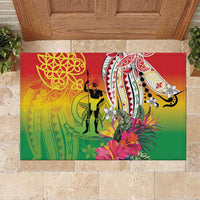 Vanuatu 45th Anniversary Rubber Doormat Polynesian with Sand Drawing Pattern LT9 Red - Polynesian Pride