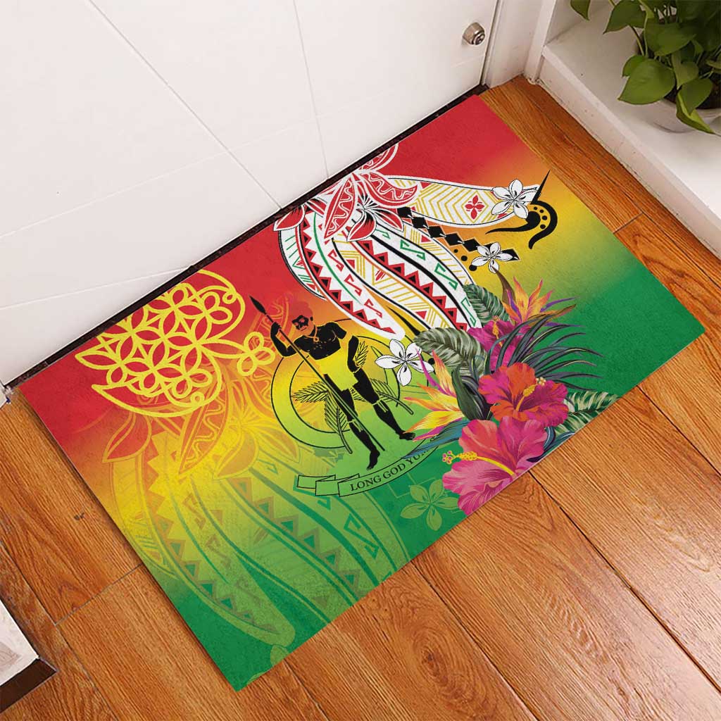 Vanuatu 45th Anniversary Rubber Doormat Polynesian with Sand Drawing Pattern LT9 - Polynesian Pride