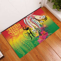 Vanuatu 45th Anniversary Rubber Doormat Polynesian with Sand Drawing Pattern LT9 - Polynesian Pride