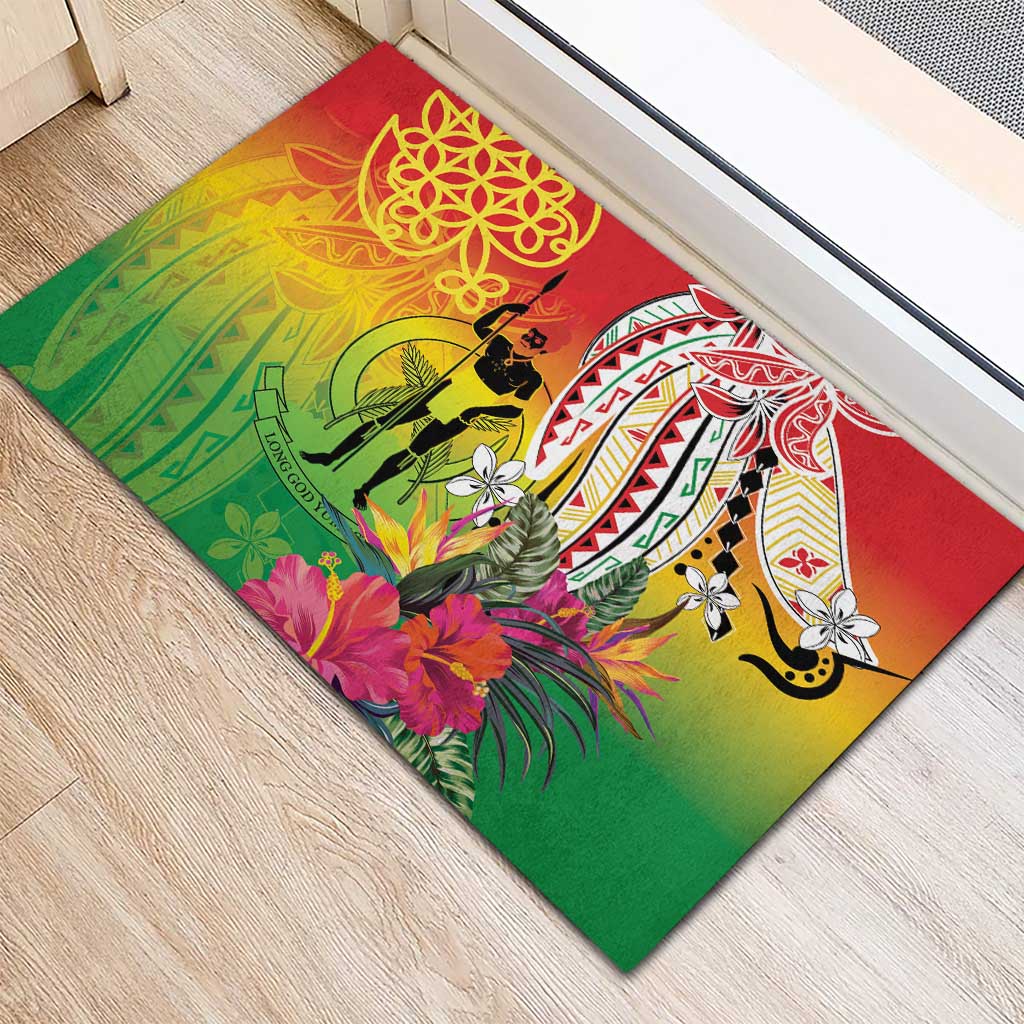 Vanuatu 45th Anniversary Rubber Doormat Polynesian with Sand Drawing Pattern LT9 - Polynesian Pride