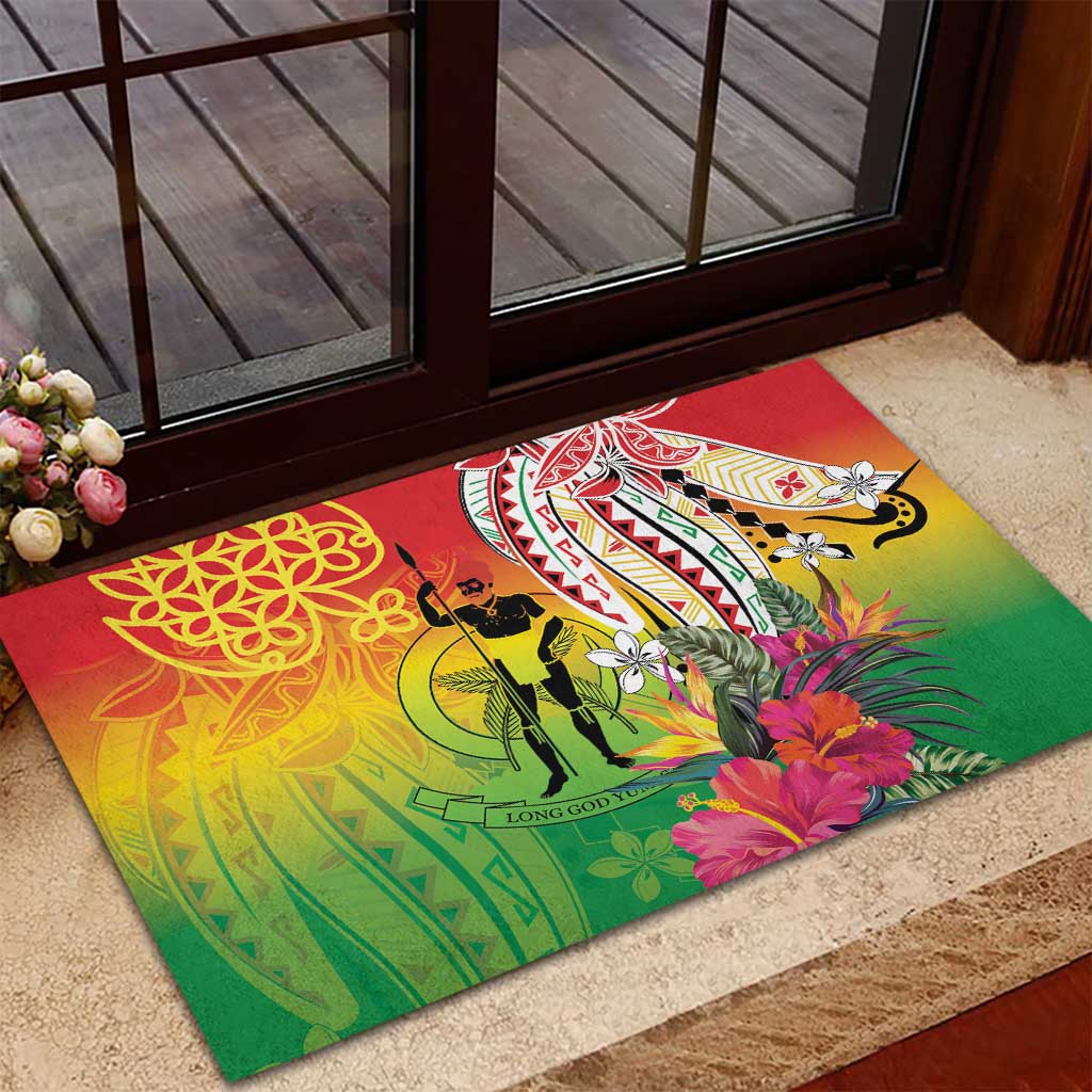 Vanuatu 45th Anniversary Rubber Doormat Polynesian with Sand Drawing Pattern LT9 - Polynesian Pride