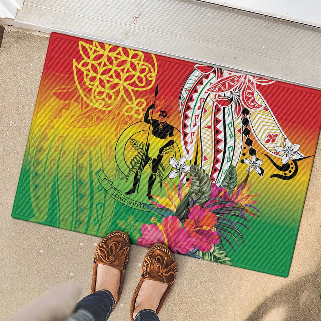 Vanuatu 45th Anniversary Rubber Doormat Polynesian with Sand Drawing Pattern LT9 - Polynesian Pride
