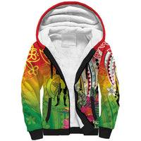 Vanuatu 45th Anniversary Sherpa Hoodie Polynesian with Sand Drawing Pattern LT9 Unisex Red - Polynesian Pride
