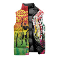 Vanuatu 45th Anniversary Sleeveless Puffer Jacket Polynesian with Sand Drawing Pattern LT9 - Polynesian Pride