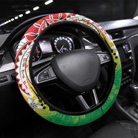 Vanuatu 45th Anniversary Steering Wheel Cover Polynesian with Sand Drawing Pattern LT9 Universal Fit Red - Polynesian Pride