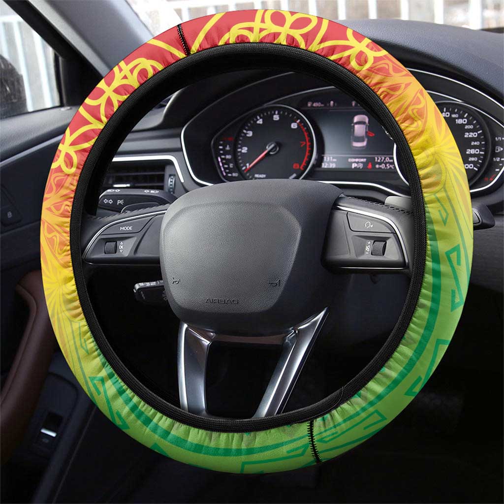 Vanuatu 45th Anniversary Steering Wheel Cover Polynesian with Sand Drawing Pattern LT9 - Polynesian Pride