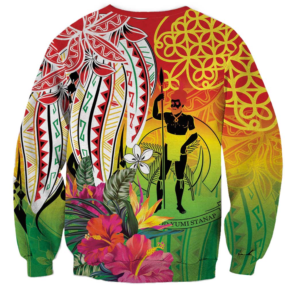 Vanuatu 45th Anniversary Sweatshirt Polynesian with Sand Drawing Pattern LT9 - Polynesian Pride
