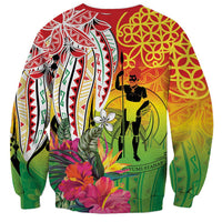 Vanuatu 45th Anniversary Sweatshirt Polynesian with Sand Drawing Pattern LT9 - Polynesian Pride