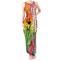 Vanuatu 45th Anniversary Tank Maxi Dress Polynesian with Sand Drawing Pattern