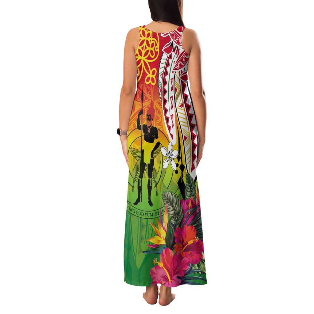 Vanuatu 45th Anniversary Tank Maxi Dress Polynesian with Sand Drawing Pattern