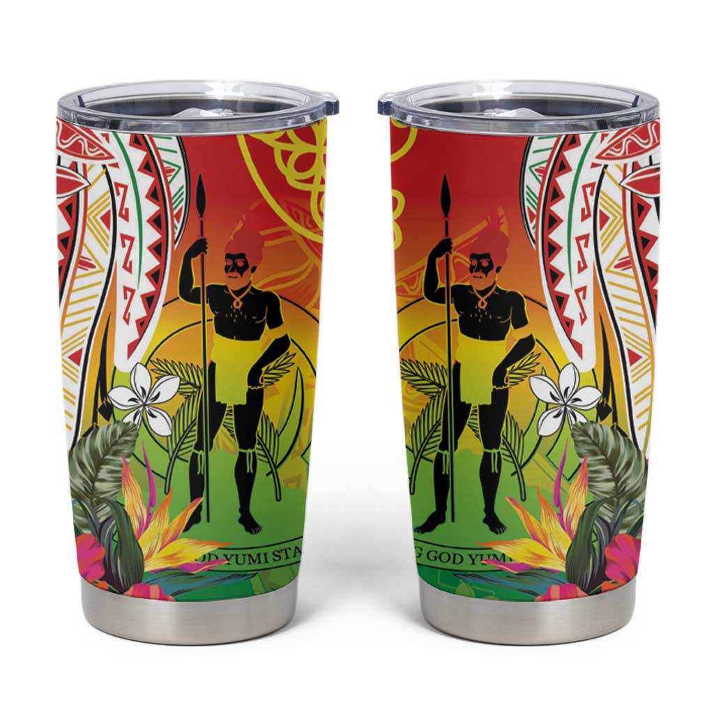 Vanuatu 45th Anniversary Tumbler Cup Polynesian with Sand Drawing Pattern