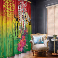 Vanuatu 45th Anniversary Window Curtain Polynesian with Sand Drawing Pattern LT9 - Polynesian Pride