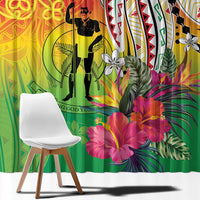 Vanuatu 45th Anniversary Window Curtain Polynesian with Sand Drawing Pattern LT9 - Polynesian Pride
