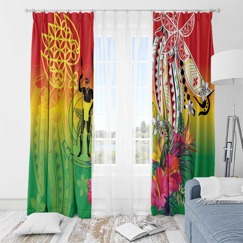 Vanuatu 45th Anniversary Window Curtain Polynesian with Sand Drawing Pattern LT9 - Polynesian Pride