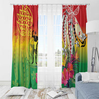 Vanuatu 45th Anniversary Window Curtain Polynesian with Sand Drawing Pattern LT9 - Polynesian Pride