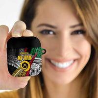 Vanuatu Proud to be Ni-van Personalised AirPods Case with Mutis En Atan Patterns LT9 Black - Polynesian Pride