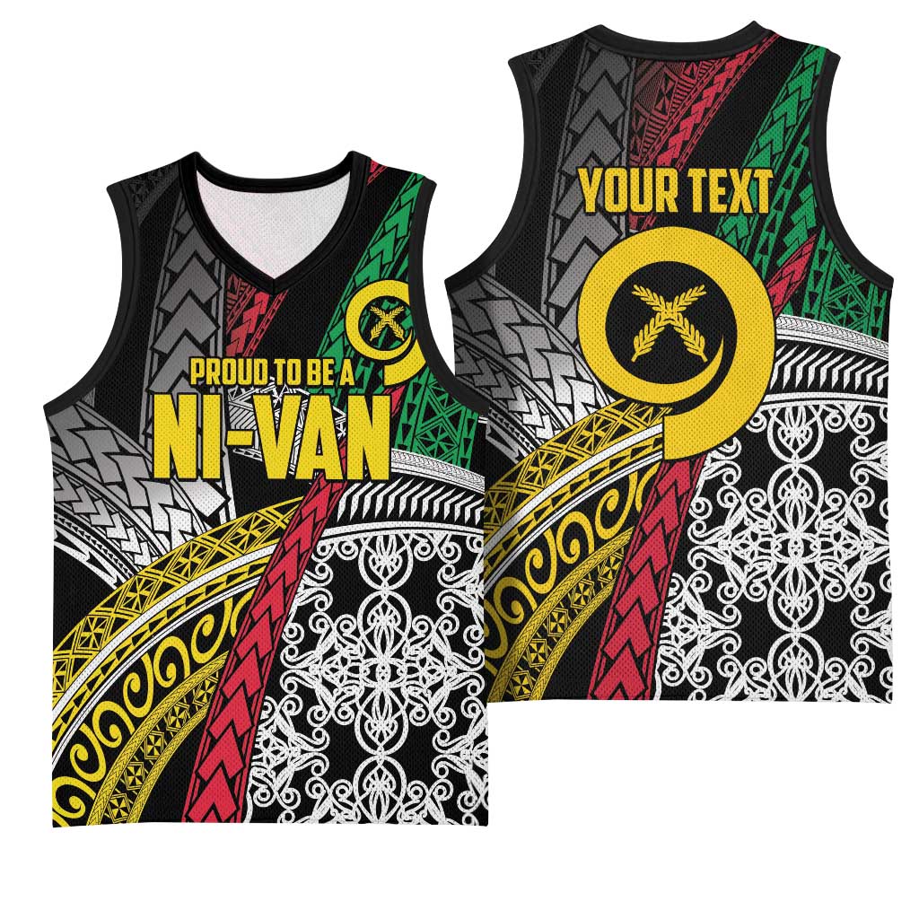 Vanuatu Proud to be Ni-van Personalised Basketball Jersey with Mutis En Atan Patterns LT9 - Polynesian Pride