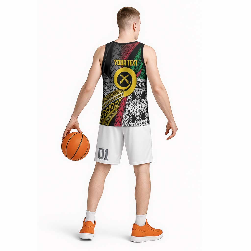 Vanuatu Proud to be Ni-van Personalised Basketball Jersey with Mutis En Atan Patterns LT9 - Polynesian Pride