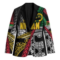 Vanuatu Proud to be Ni-van Personalised Blazer with Mutis En Atan Patterns LT9 Unisex Black - Polynesian Pride