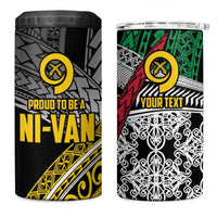 Vanuatu Proud to be Ni-van Personalised 4 in 1 Can Cooler Tumbler with Mutis En Atan Patterns LT9 One Size: 16 oz Black - Polynesian Pride