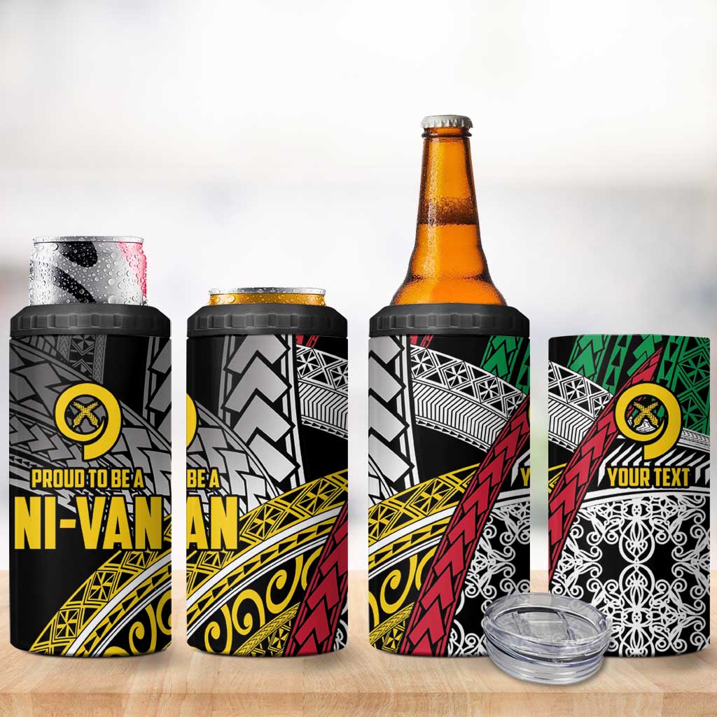 Vanuatu Proud to be Ni-van Personalised 4 in 1 Can Cooler Tumbler with Mutis En Atan Patterns LT9 - Polynesian Pride