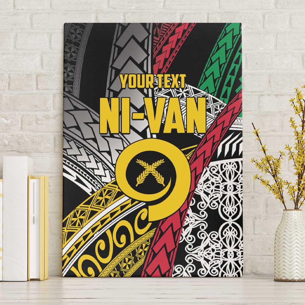 Vanuatu Proud to be Ni-van Personalised Canvas Wall Art with Mutis En Atan Patterns LT9 Without Frame Black - Polynesian Pride