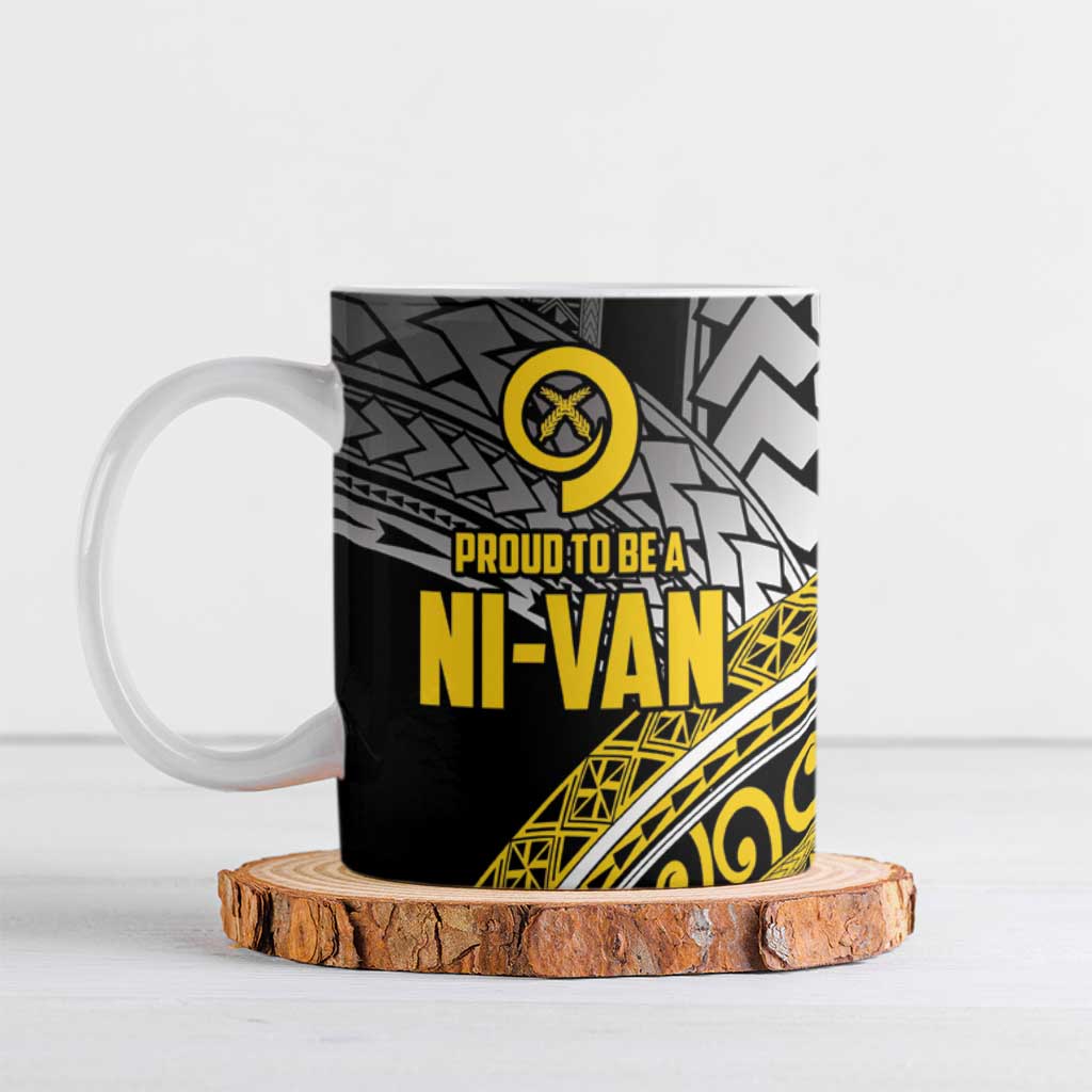 Vanuatu Proud to be Ni-van Personalised Ceramic Mug with Mutis En Atan Patterns LT9 Black - Polynesian Pride