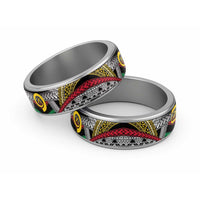 Vanuatu Proud to be Ni-van Classic Ring with Mutis En Atan Patterns LT9 Sliver Black - Polynesian Pride