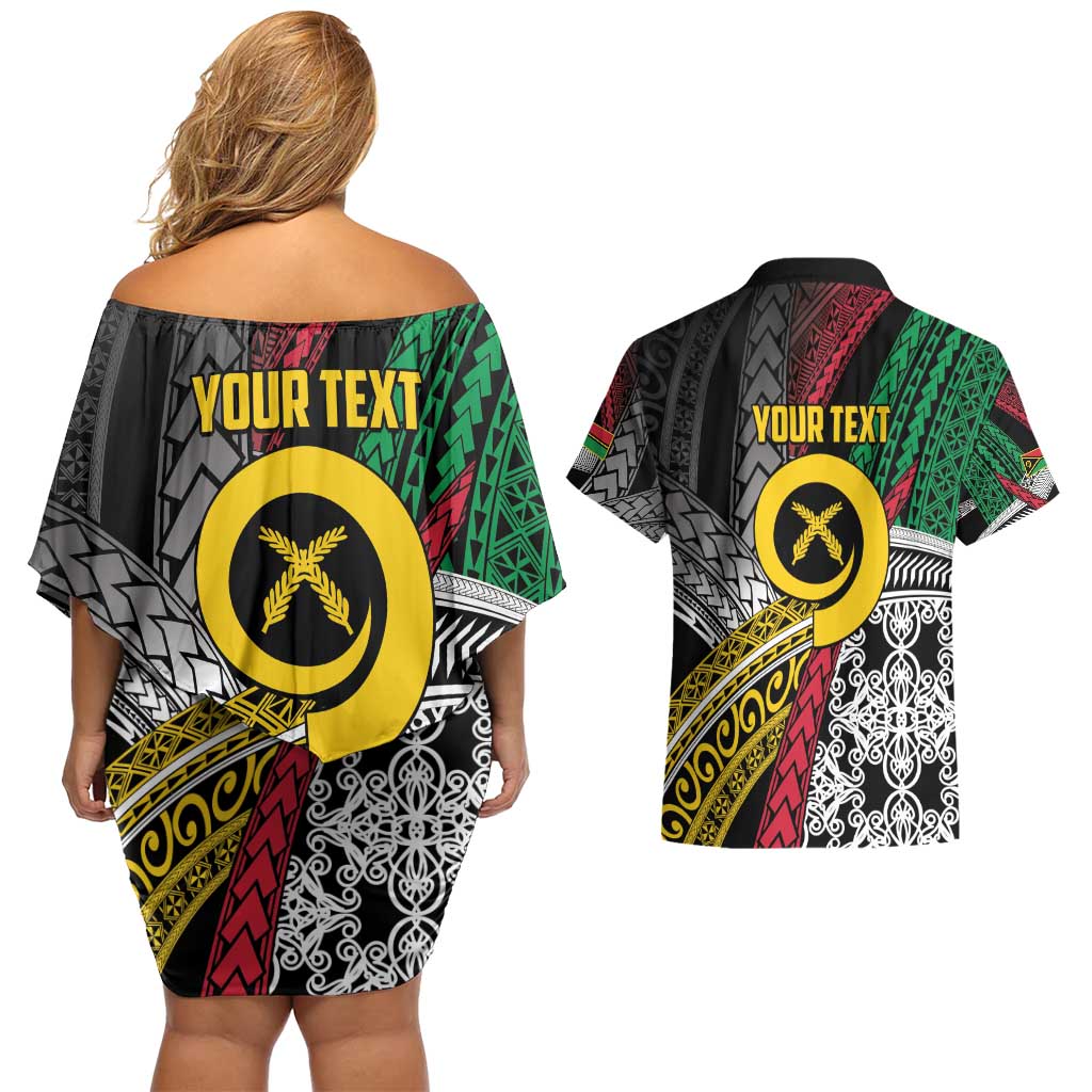 Vanuatu Proud to be Ni-van Personalised Couples Matching Off Shoulder Short Dress and Hawaiian Shirt with Mutis En Atan Patterns LT9 - Polynesian Pride