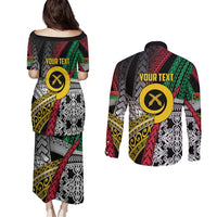 Vanuatu Proud to be Ni-van Personalised Couples Matching Puletasi and Long Sleeve Button Shirt with Mutis En Atan Patterns LT9 - Polynesian Pride
