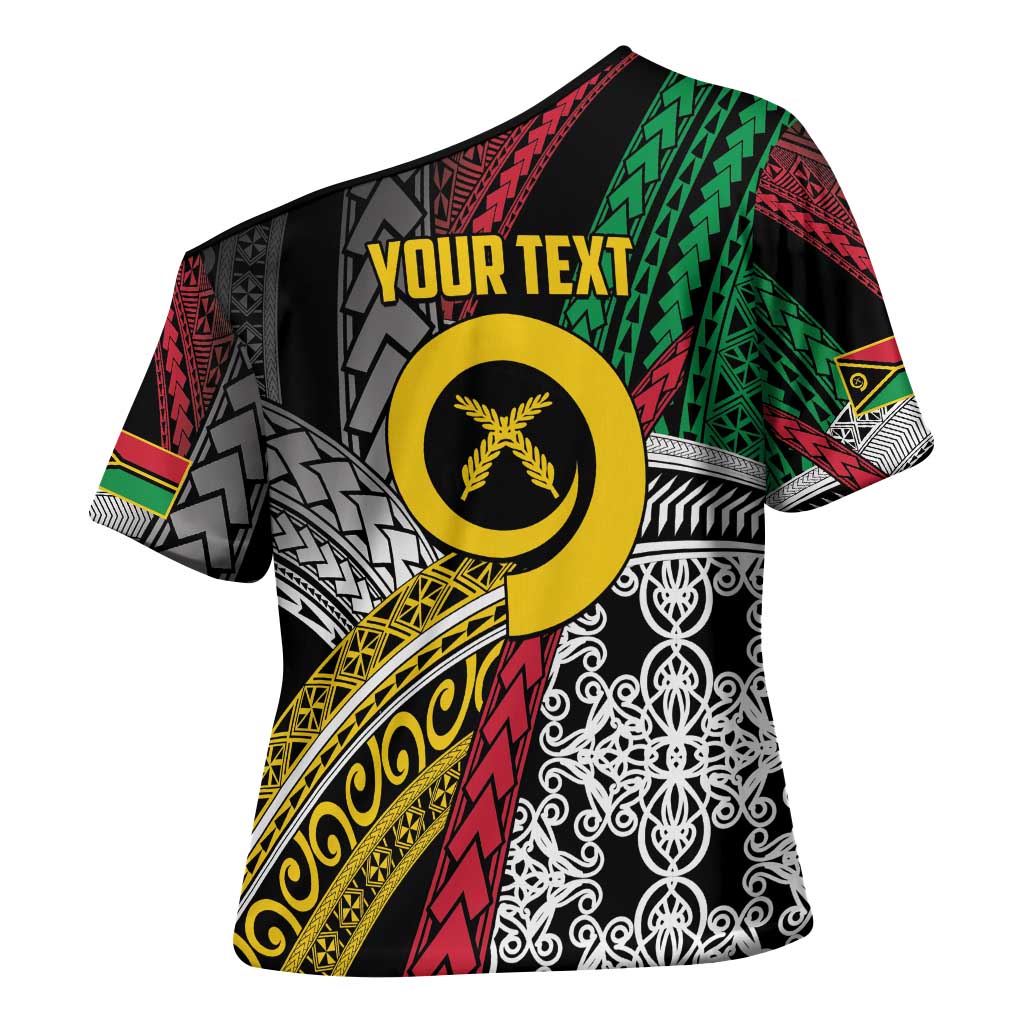 Vanuatu Proud to be Ni-van Personalised Cross Shoulder Shirt with Mutis En Atan Patterns LT9 - Polynesian Pride