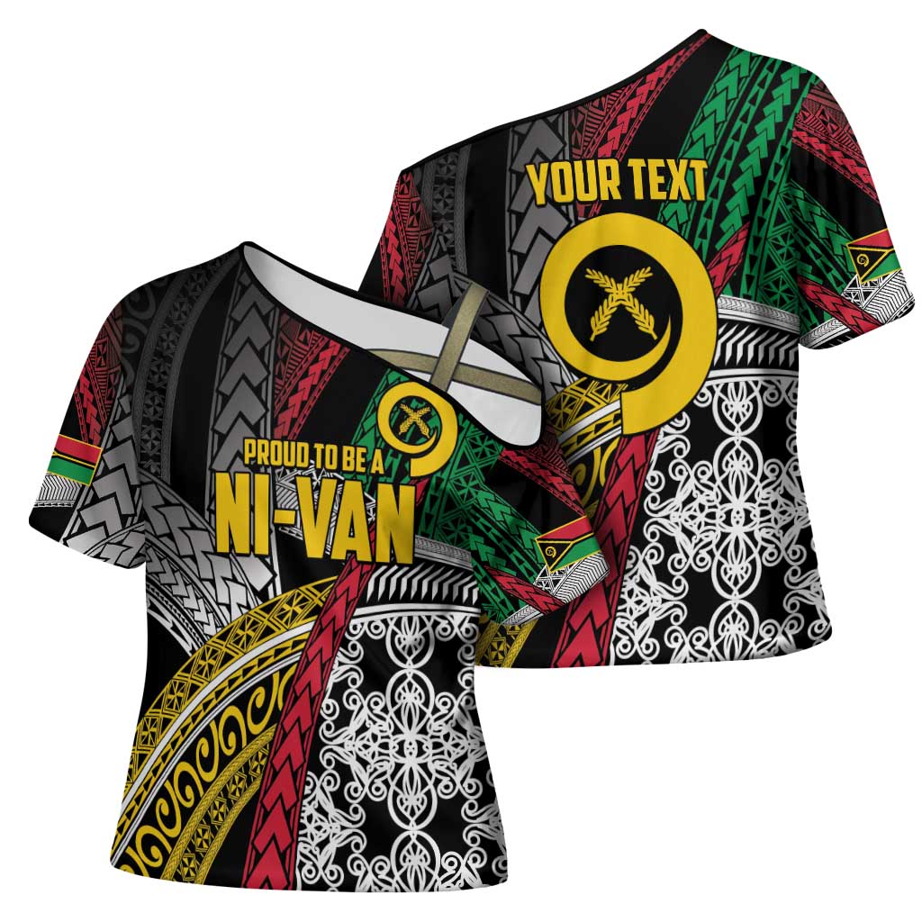 Vanuatu Proud to be Ni-van Personalised Cross Shoulder Shirt with Mutis En Atan Patterns LT9 - Polynesian Pride