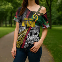 Vanuatu Proud to be Ni-van Personalised Cross Shoulder Shirt with Mutis En Atan Patterns LT9 - Polynesian Pride