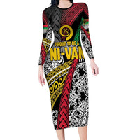 Vanuatu Proud to be Ni-van Personalised Family Matching Long Sleeve Bodycon Dress and Hawaiian Shirt with Mutis En Atan Patterns