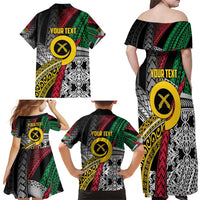 Vanuatu Proud to be Ni-van Personalised Family Matching Off Shoulder Maxi Dress and Hawaiian Shirt with Mutis En Atan Patterns