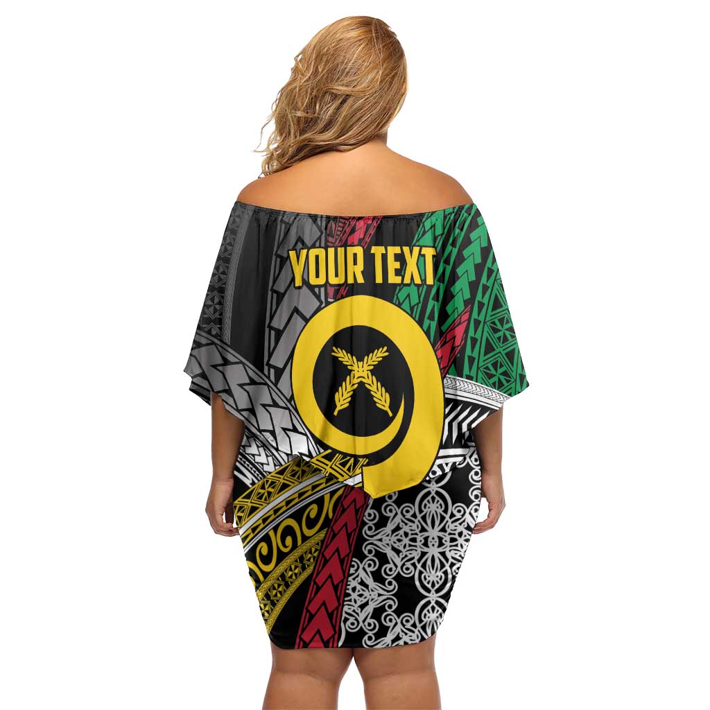 Vanuatu Proud to be Ni-van Personalised Family Matching Off Shoulder Short Dress and Hawaiian Shirt with Mutis En Atan Patterns