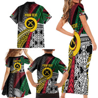 Vanuatu Proud to be Ni-van Personalised Family Matching Short Sleeve Bodycon Dress and Hawaiian Shirt with Mutis En Atan Patterns