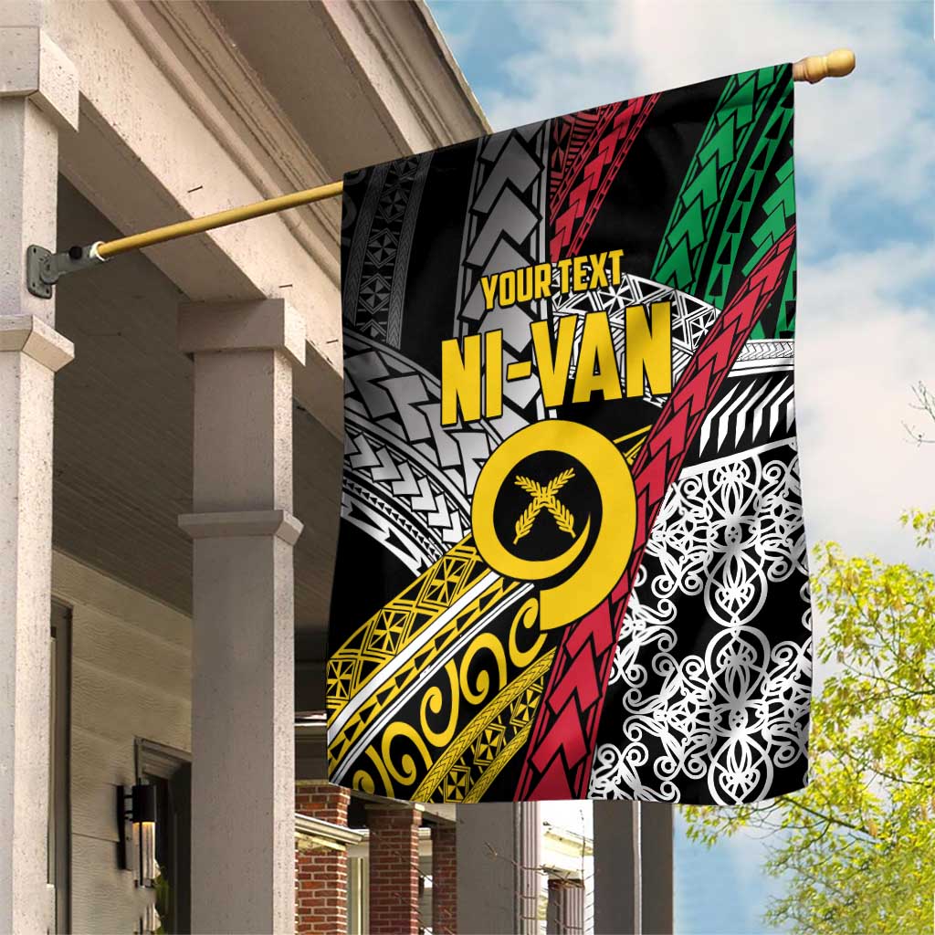 Vanuatu Proud to be Ni-van Personalised Garden Flag with Mutis En Atan Patterns