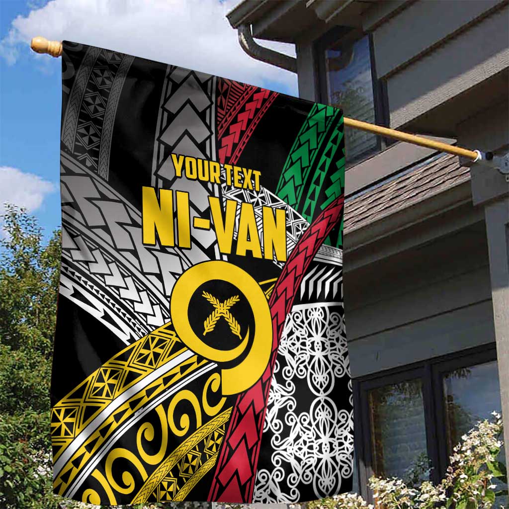 Vanuatu Proud to be Ni-van Personalised Garden Flag with Mutis En Atan Patterns