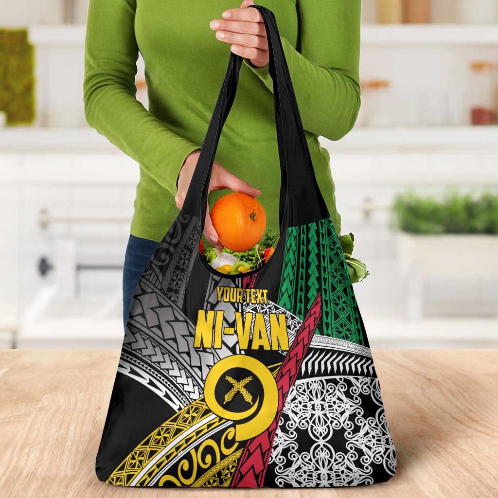 Vanuatu Proud to be Ni-van Personalised Grocery Bag with Mutis En Atan Patterns