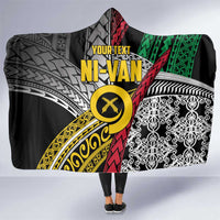 Vanuatu Proud to be Ni-van Personalised Hooded Blanket with Mutis En Atan Patterns LT9 One Size Black - Polynesian Pride