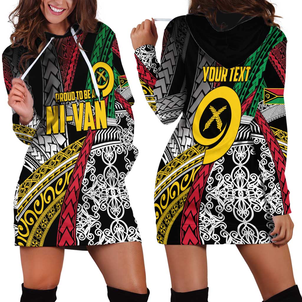 Vanuatu Proud to be Ni-van Personalised Hoodie Dress with Mutis En Atan Patterns